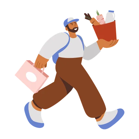 Delivery boy going for an order delivery  Illustration