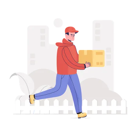 Delivery Boy going to delivery parcel Illustration