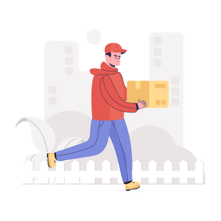 Delivery Boy going to delivery parcel  Illustration