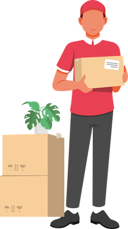 Delivery boy hold on parcel package Illustration