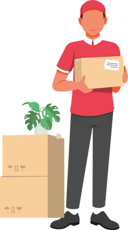 Delivery boy hold on parcel package Illustration