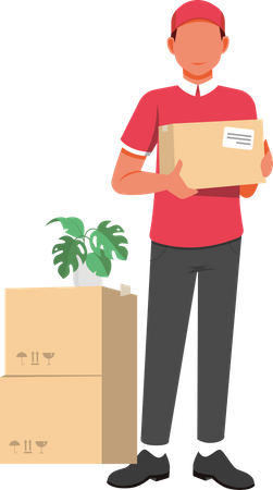 Delivery boy hold on parcel package  Illustration