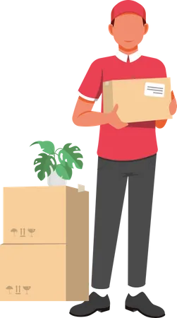 Delivery boy hold on parcel package  Illustration