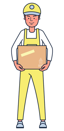 Delivery boy holding box  Illustration