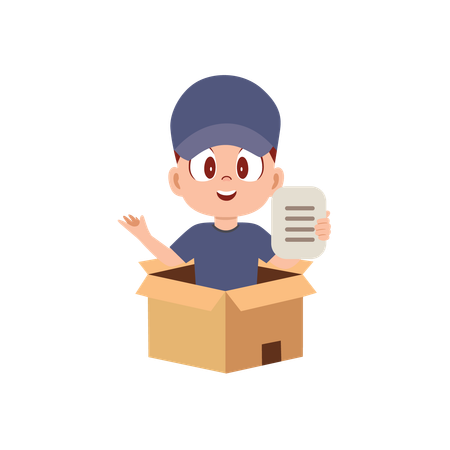 Delivery Boy holding box  Illustration