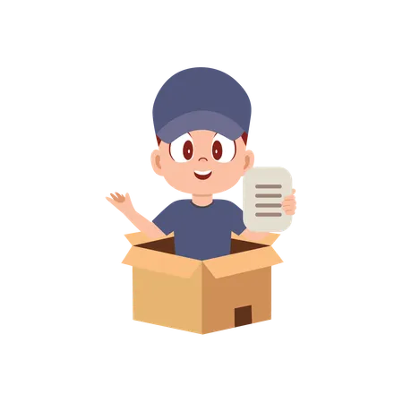 Delivery Boy holding box  Illustration