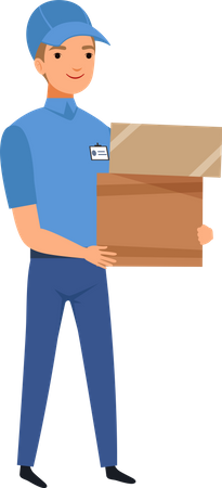 Delivery boy holding box  Illustration