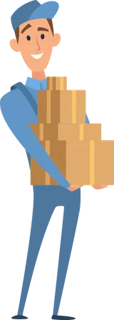 Delivery boy holding box  Illustration