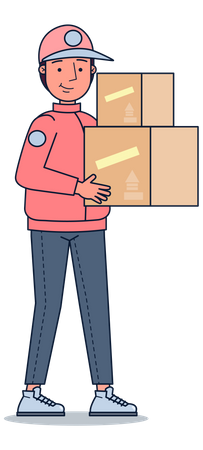 Delivery boy holding box  Illustration