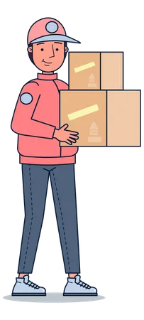 Delivery boy holding box  Illustration