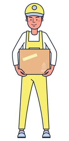 Delivery boy holding box  Illustration