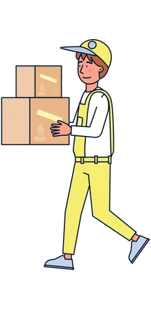 Delivery boy holding box  Illustration