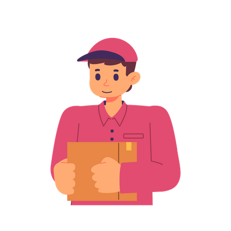 Delivery boy holding Courier  Illustration