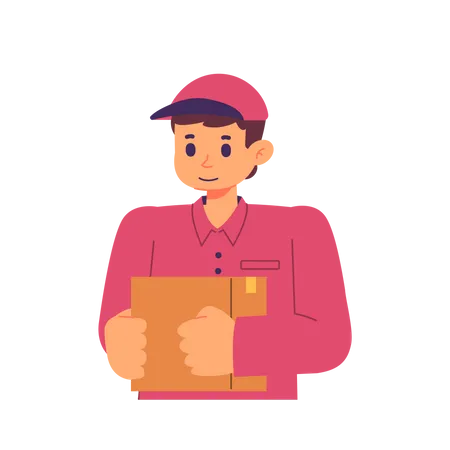 Delivery boy holding Courier  Illustration