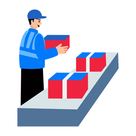 Delivery Boy Holding Package  Illustration