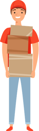 Delivery boy holding parcel Illustration