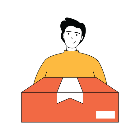 Delivery boy holding parcel  Illustration