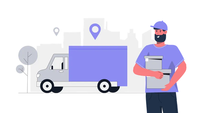 Delivery Boy holding parcel  Illustration