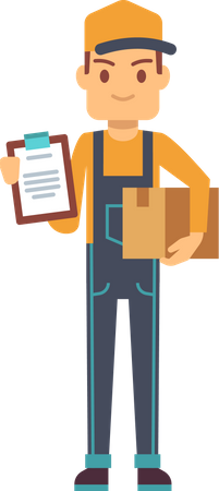 Delivery boy holding parcel  Illustration