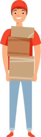 Delivery boy holding parcel  Illustration