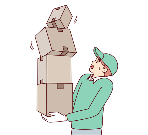 Delivery boy holding parcels  Illustration