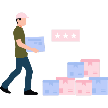 Delivery boy is arranging the delivery packages  Illustration