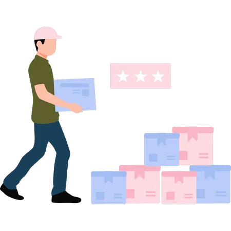 Delivery boy is arranging the delivery packages  Illustration