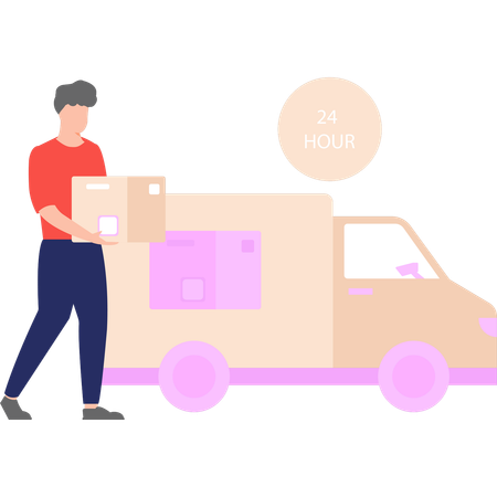 Delivery boy is delivering the packages  Illustration