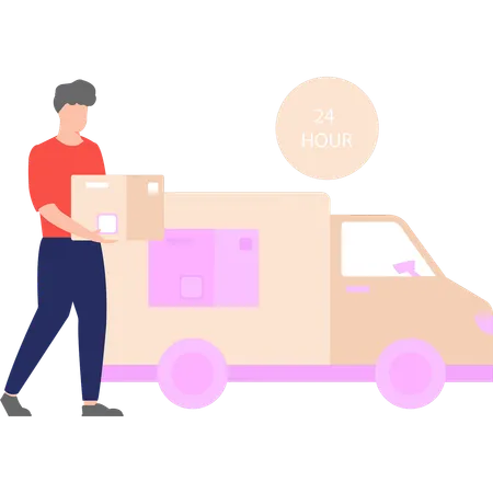 A Delivery Boy Is Delivering The Packages Illustration
