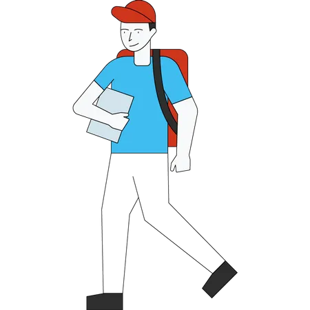 Delivery boy is going to deliver the parcel  Illustration