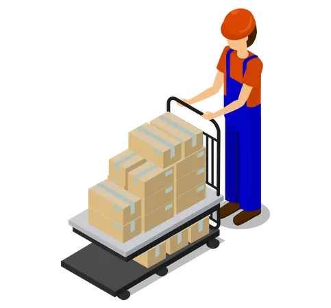 Delivery boy managing warehouse  Illustration