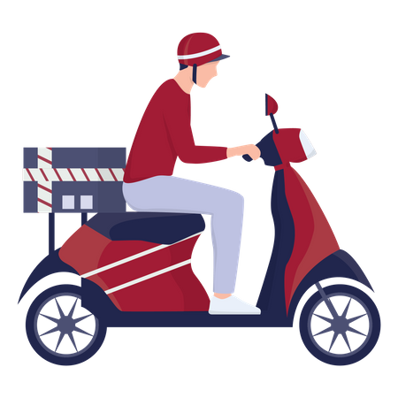 Delivery boy on bike Illustration