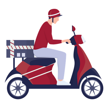 Delivery boy on bike  Illustration