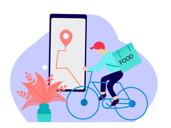 Delivery boy on cycle doing food delivery  Illustration