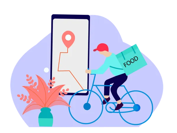 Delivery boy on cycle doing food delivery  Illustration