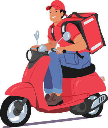 Delivery boy on scooter  Illustration