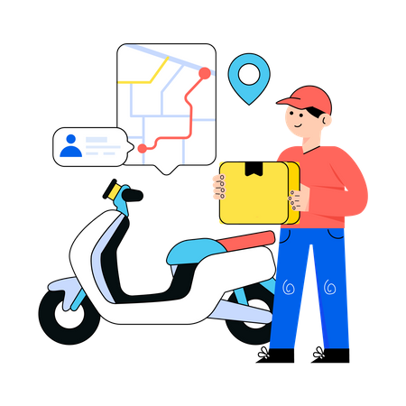Delivery boy reached delivery location Illustration