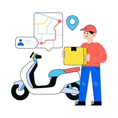 Delivery boy reached delivery location Illustration