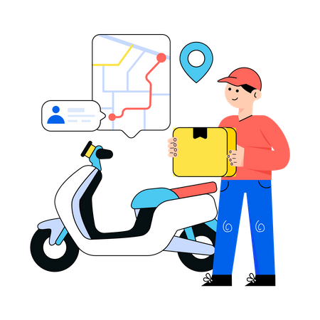 Delivery boy reached delivery location  Illustration