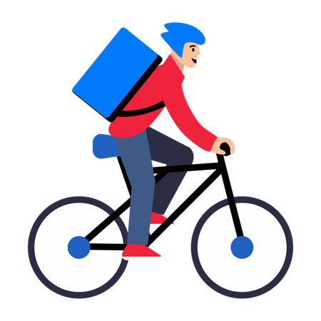 Delivery boy ride Bicycle  Illustration