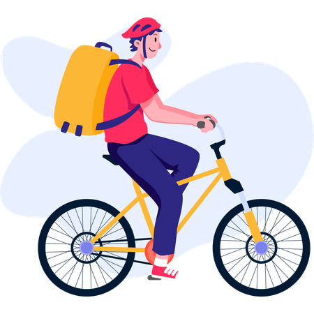 Delivery boy riding bicycle  Illustration