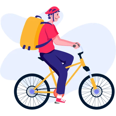 Delivery boy riding bicycle  일러스트레이션