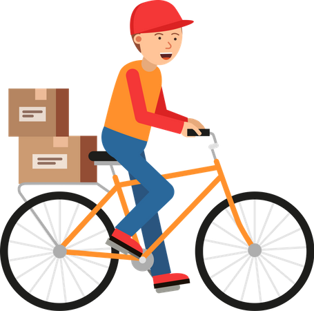 Delivery boy riding bicycle Illustration