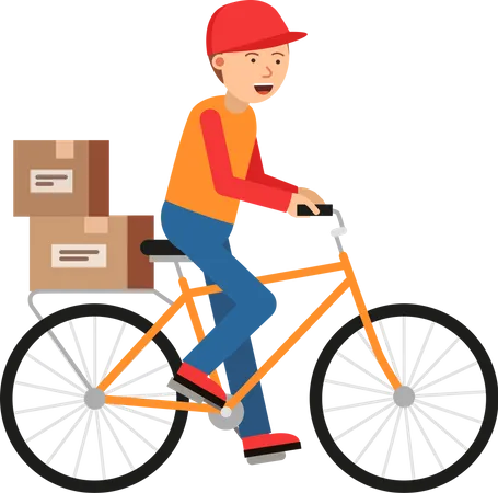 Delivery boy riding bicycle  Illustration