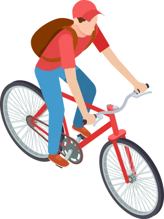 Delivery Boy Riding Bicycle  Illustration