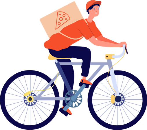 Delivery Boy Riding Bicycle Illustration