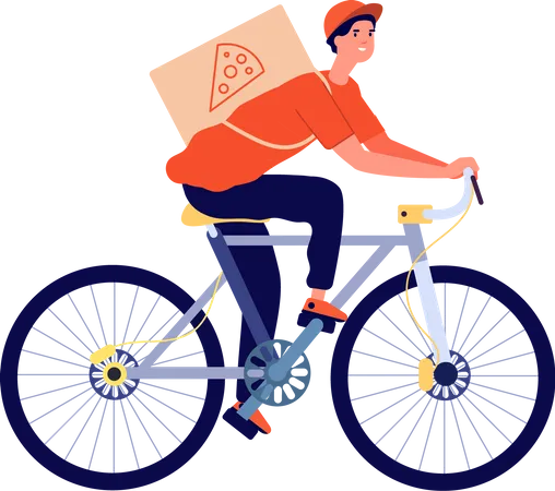 Delivery Boy Riding Bicycle Illustration