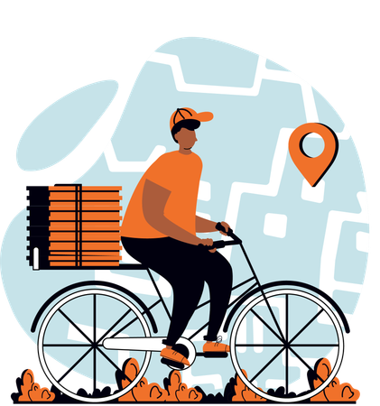 Delivery boy riding bicycle  Illustration