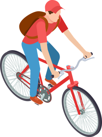 Delivery Boy Riding Bicycle  Illustration