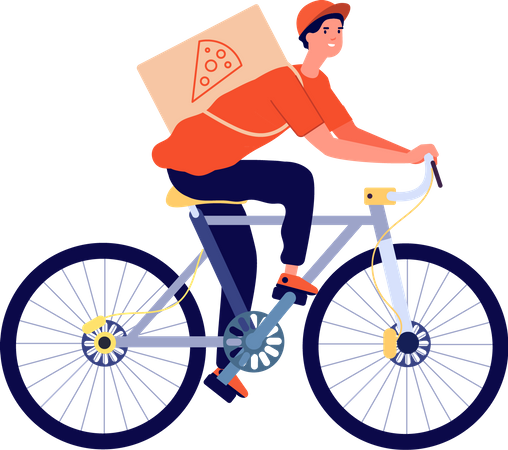 Delivery Boy Riding Bicycle  Illustration